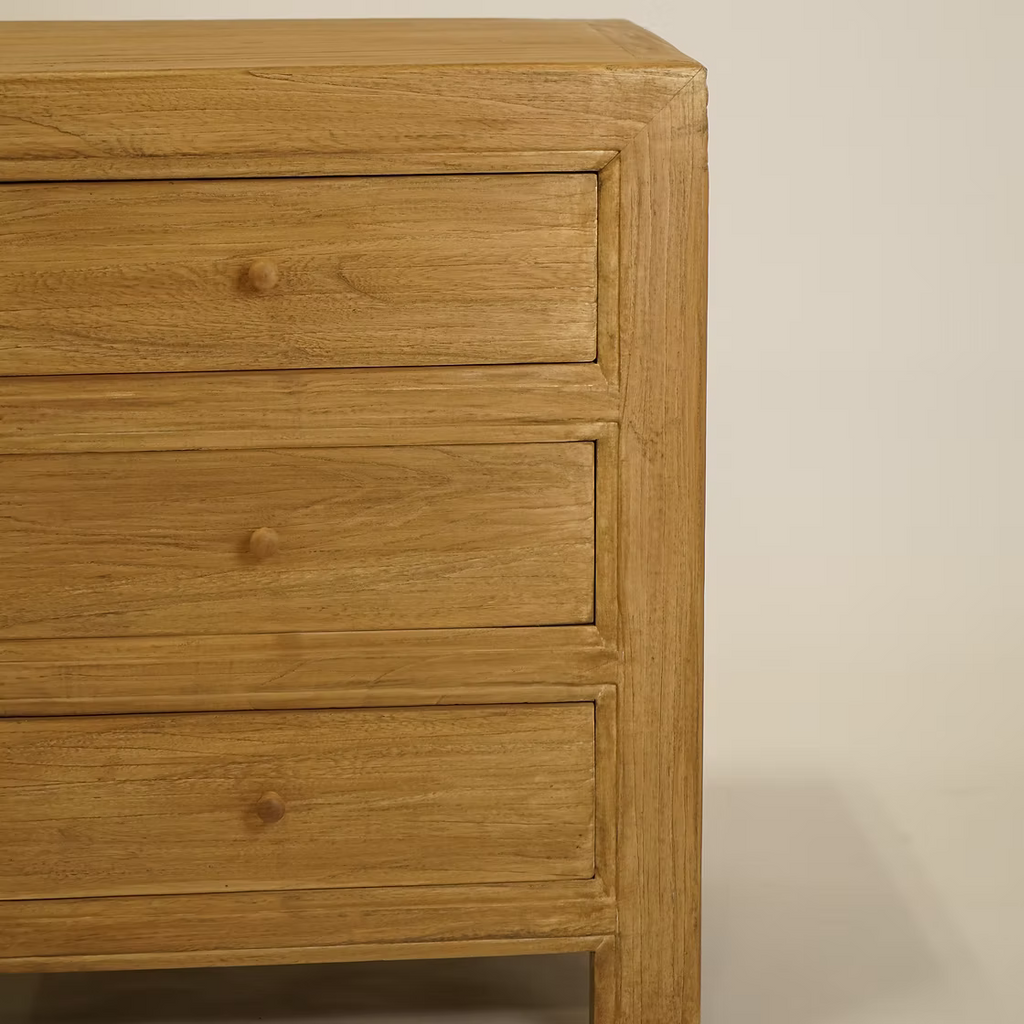 Elm Wood Nightstand with Drawers image 3