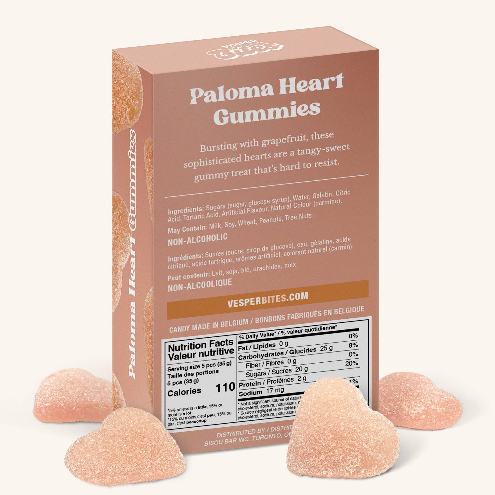 Paloma Heart Gummies, Chewy Candies, Alcohol-Free