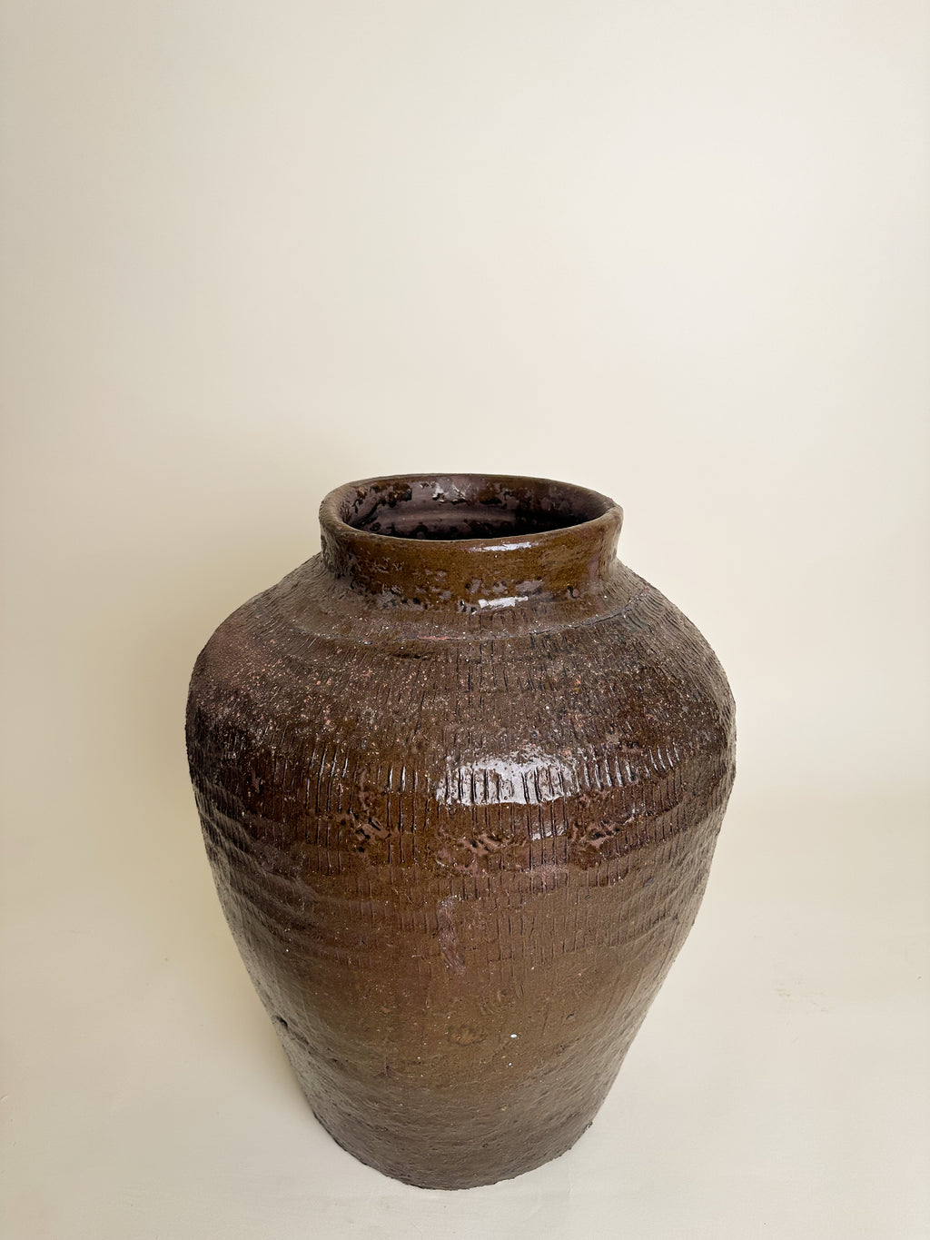 Large Brown Vintage Pot image 1