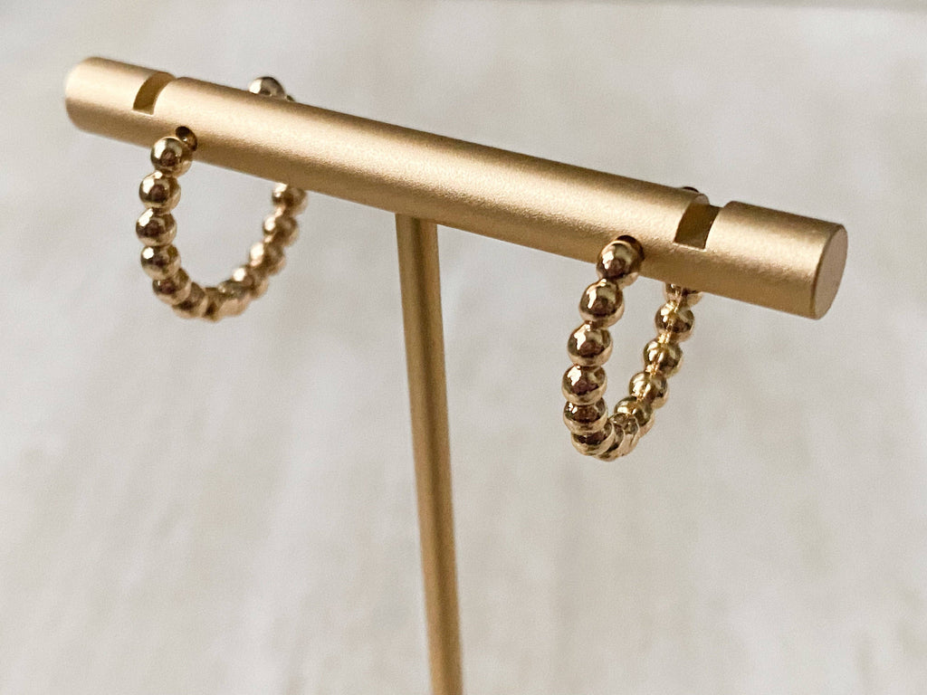 Beaded Gold Hoops