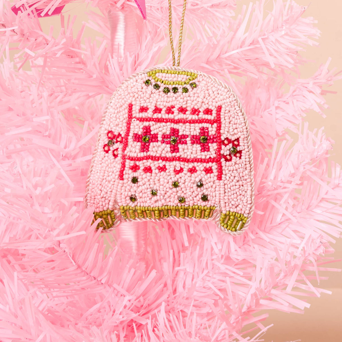 Handcrafted Beaded Ornament-Christmas Sweater