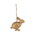 Antique gold painted galloping rabbit ornament