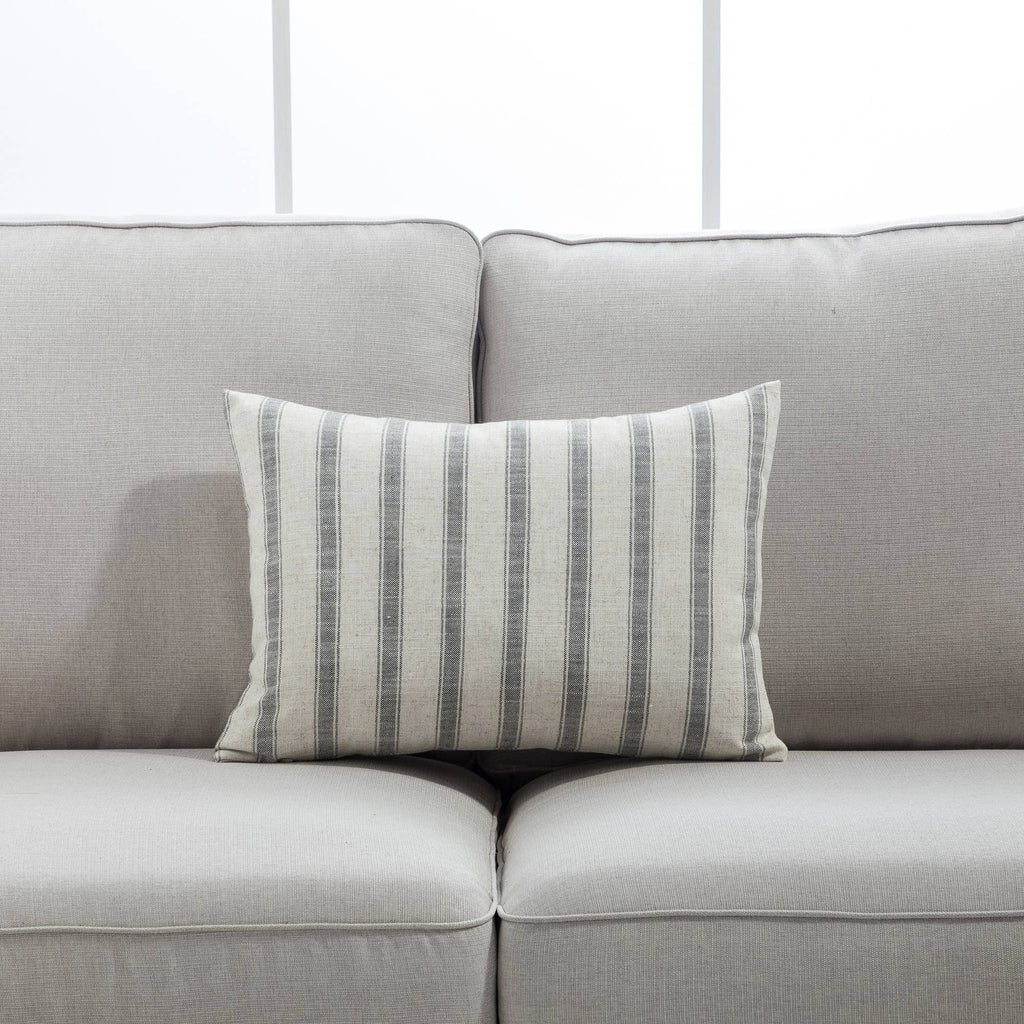 Neutral tones pillows in classic check and stripe pattern