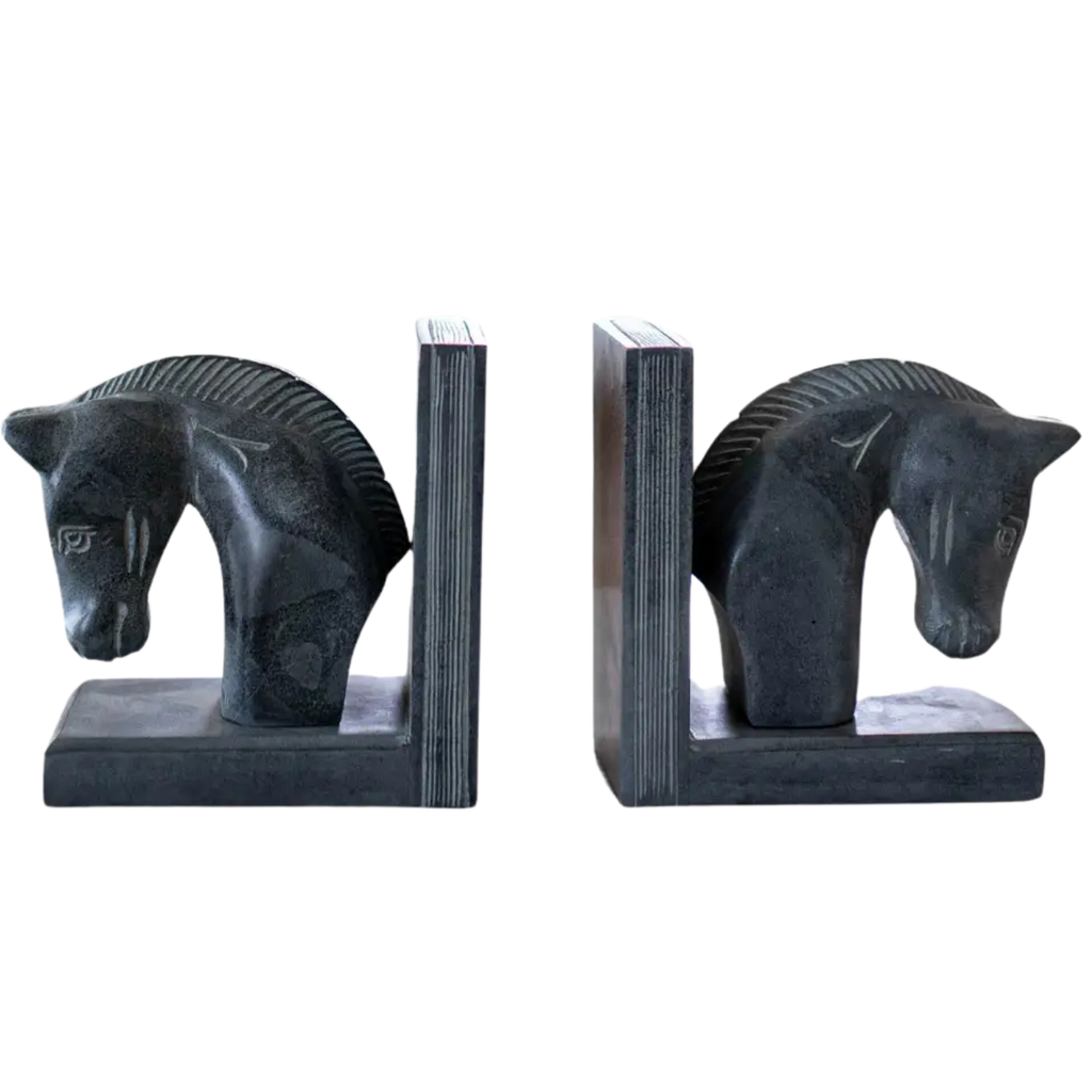 Hand Carved Horse Book Ends image 0