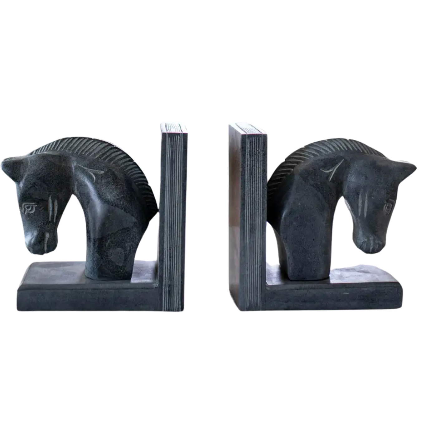 Hand Carved Horse Book Ends image 0