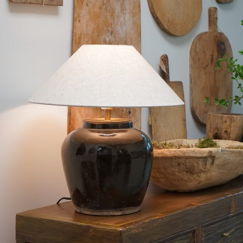 Glazed Vintage Pot Lamp image 1