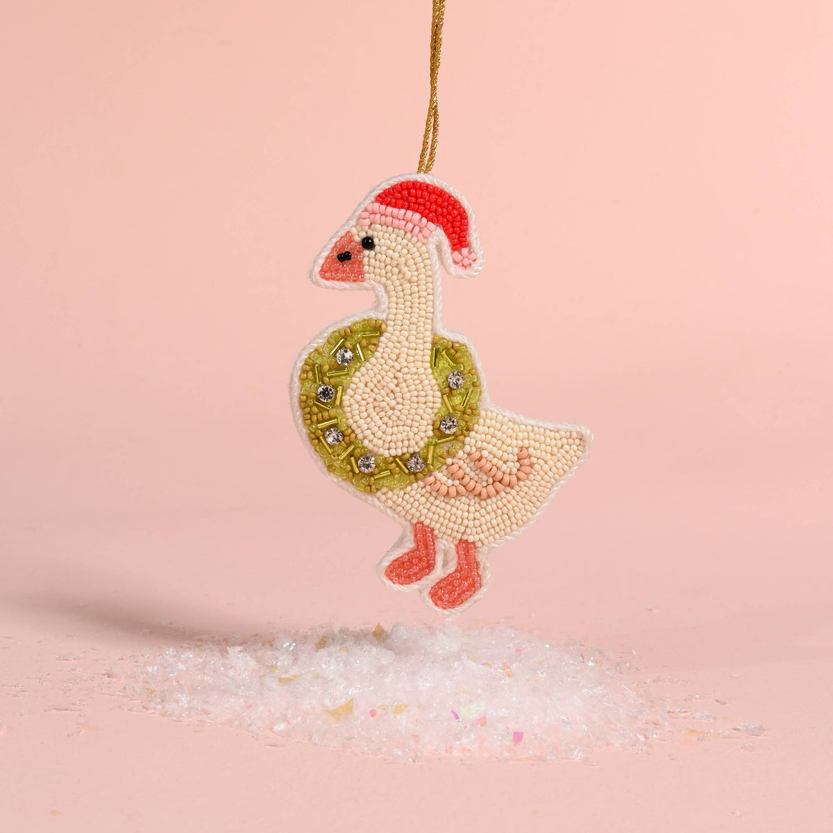 Handcrafted Beaded Ornament-Merry Silly Goose