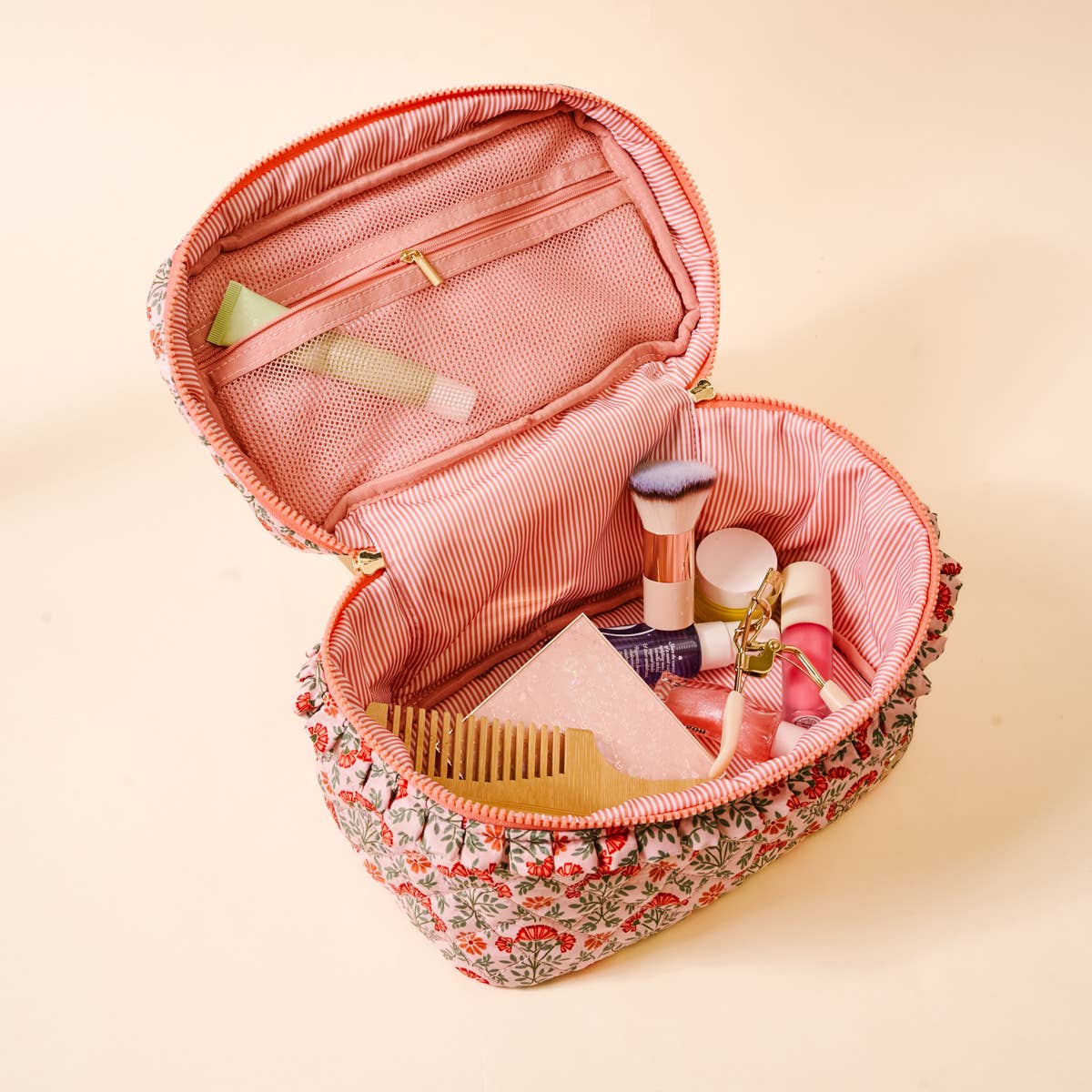Glam & Go Quilted Cosmetic Bag–Everbloom Dusty Rose