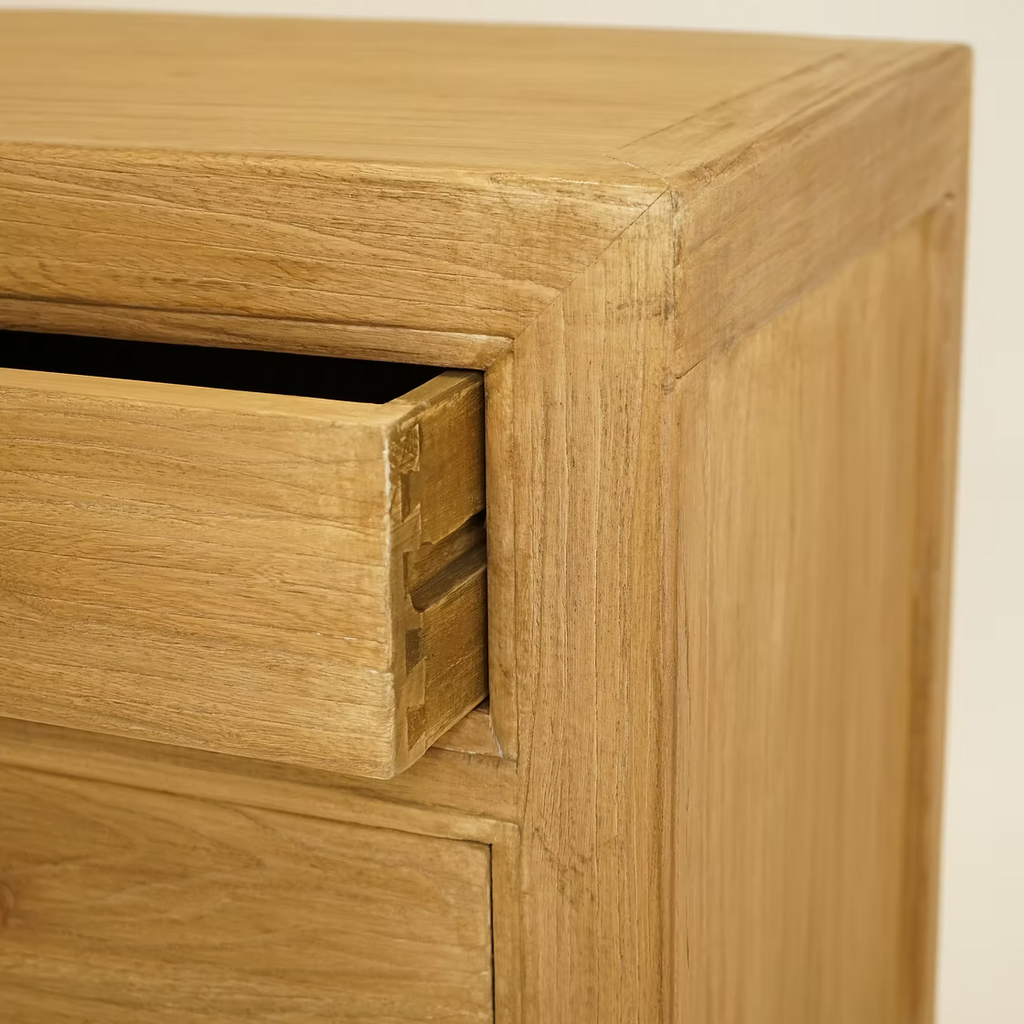 Elm Wood Nightstand with Drawers image 1