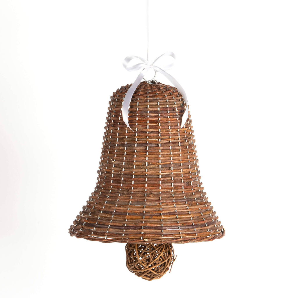 Unpeeled willow bell with white ribbon