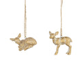 Gold resin mini reindeer ornament