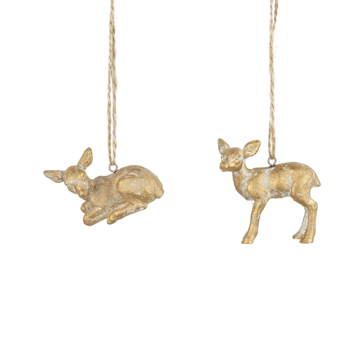 Gold resin mini reindeer ornament