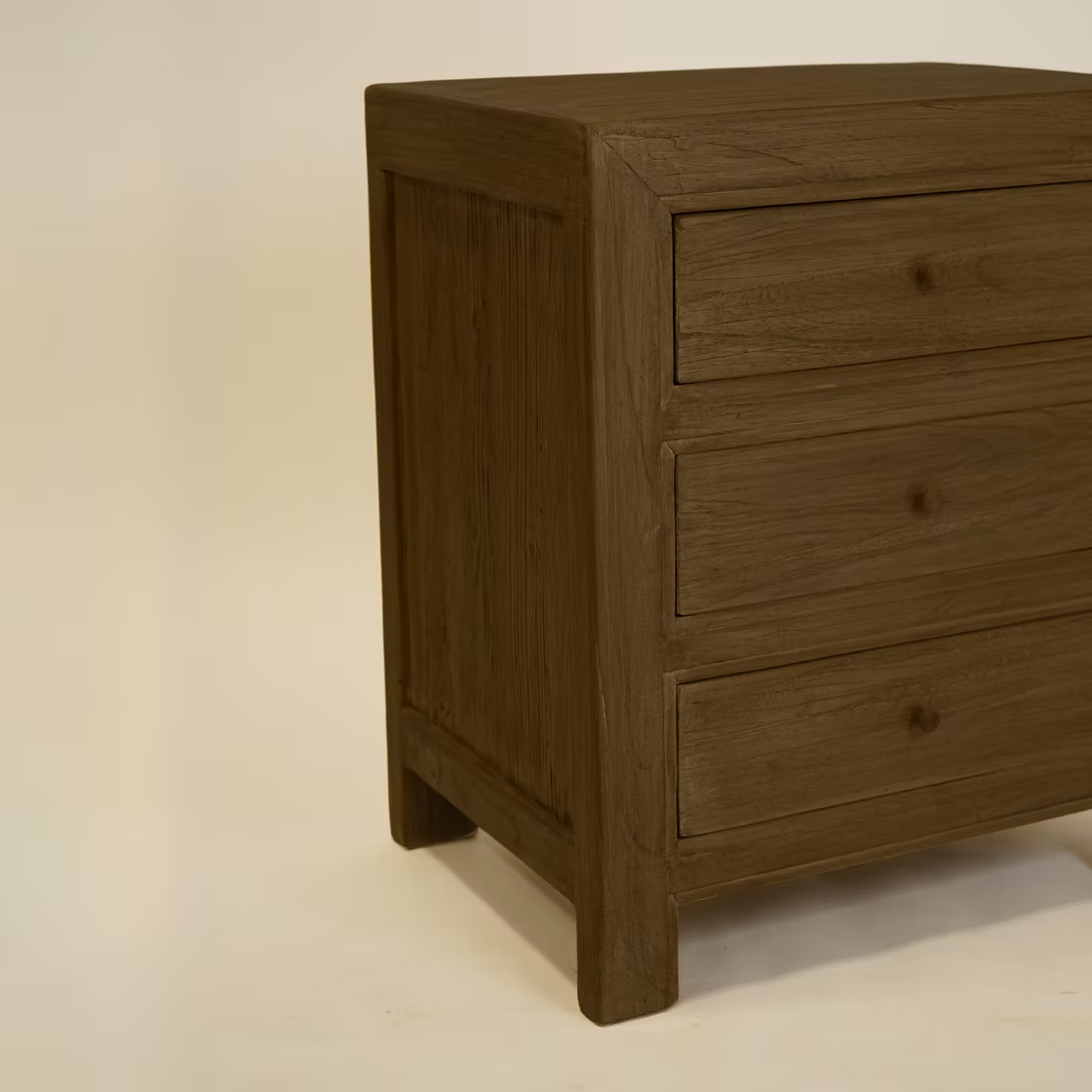 Elm Wood Nightstand with Drawers image 2
