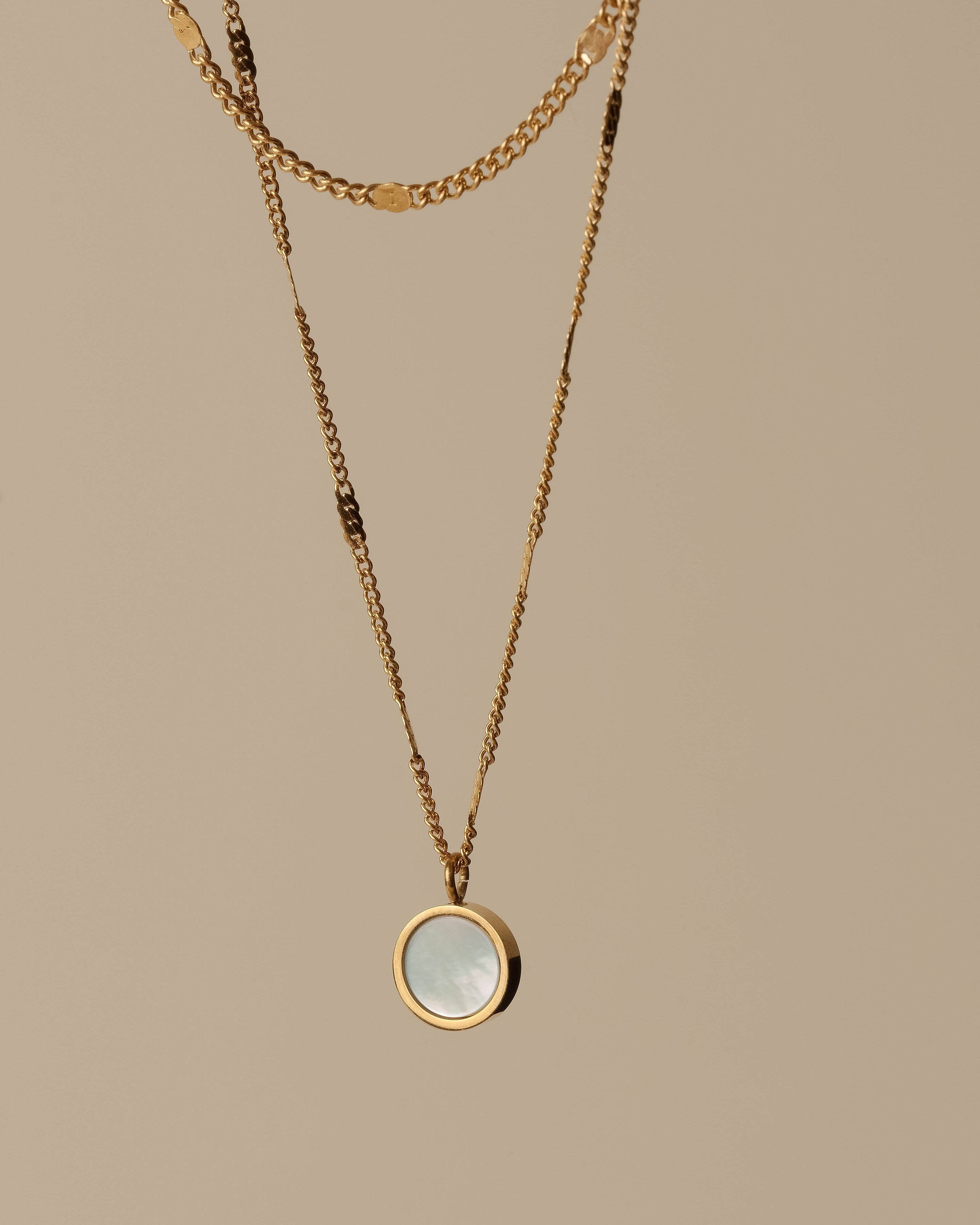 Sara Dual Chain Opal Shell Pendant Necklace