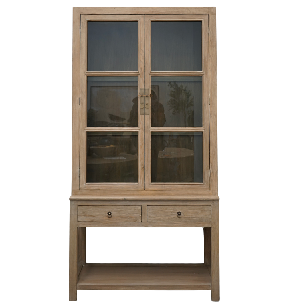 Elm Wood Glass Cabinet image 0