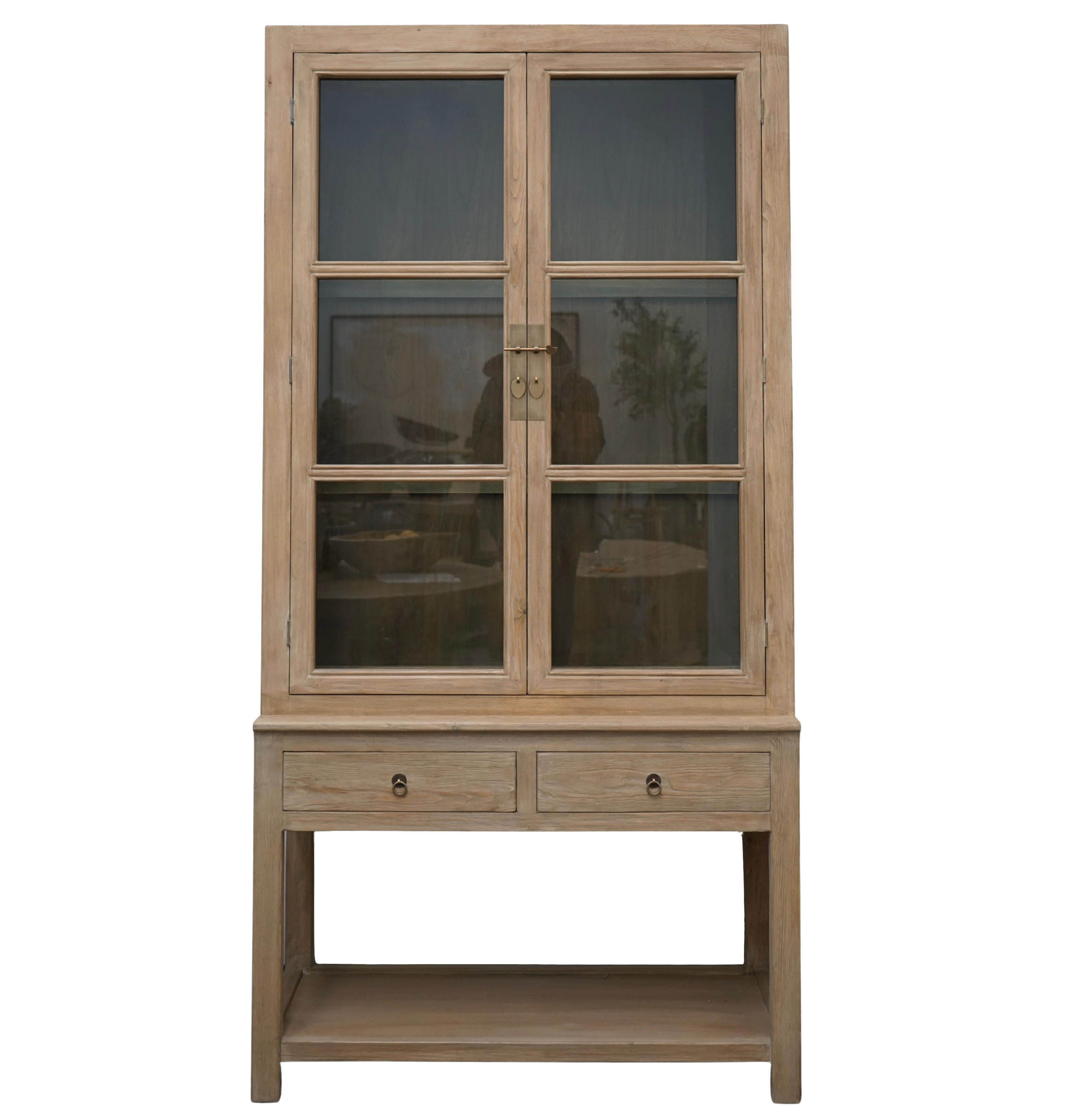 Elm Wood Glass Cabinet image 0