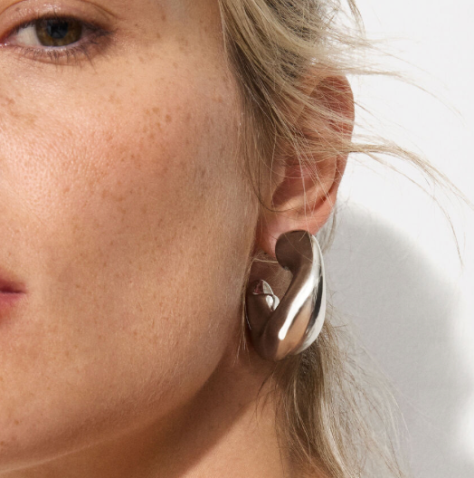 Wave-Puffy Hoop- Steel Earrings- 14K gold or Silver
