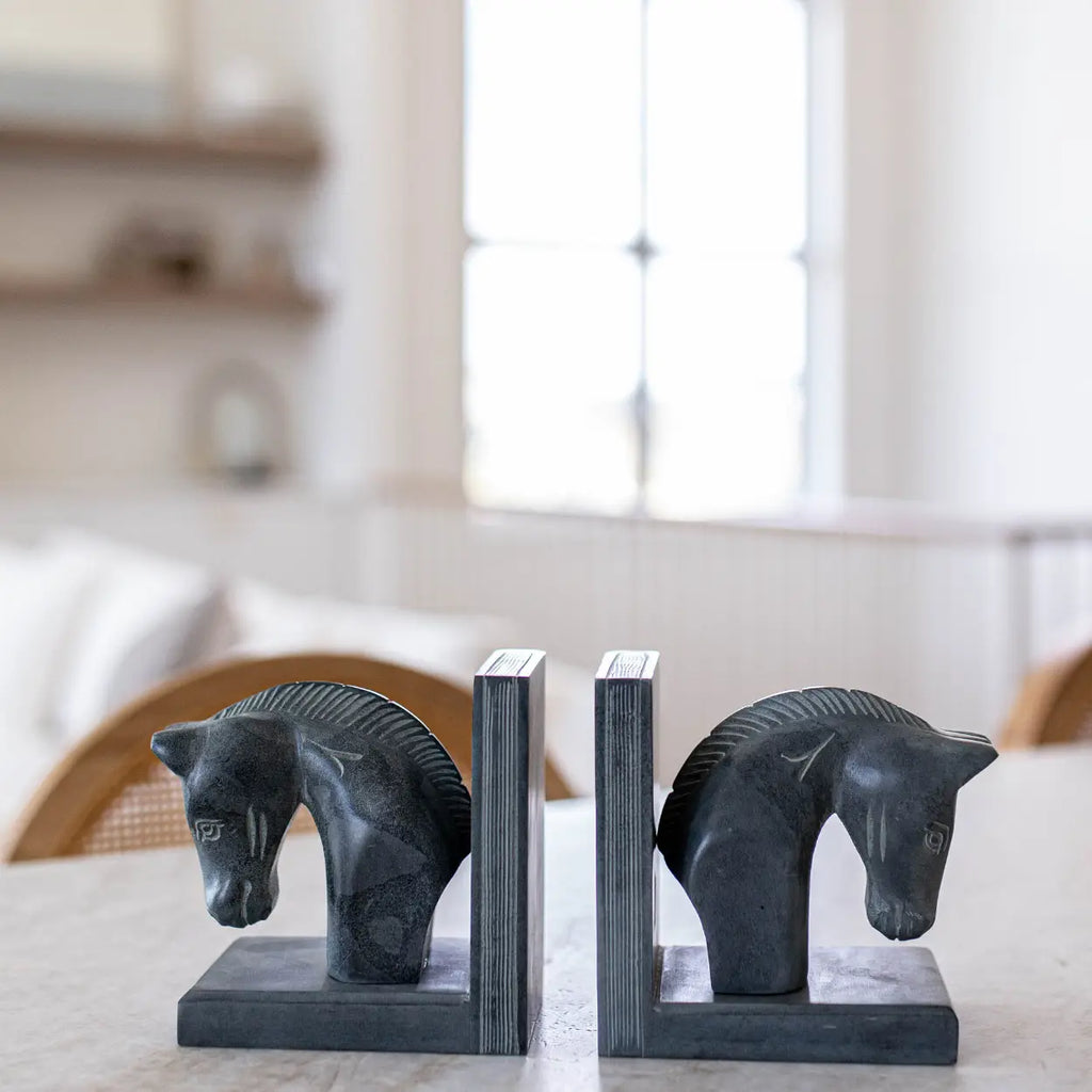 Hand Carved Horse Book Ends image 2