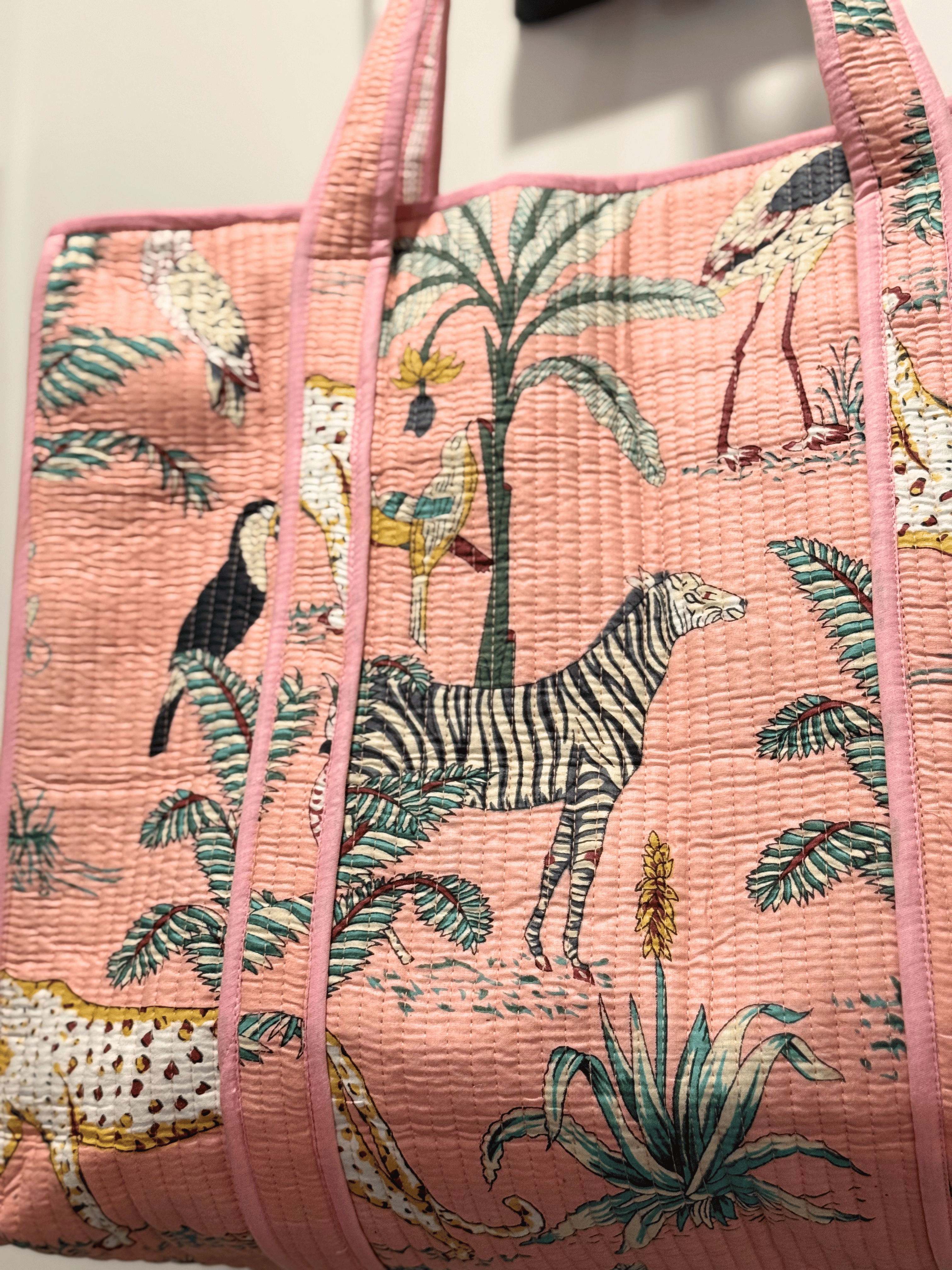 Block Printed and Handmade floral tote bag