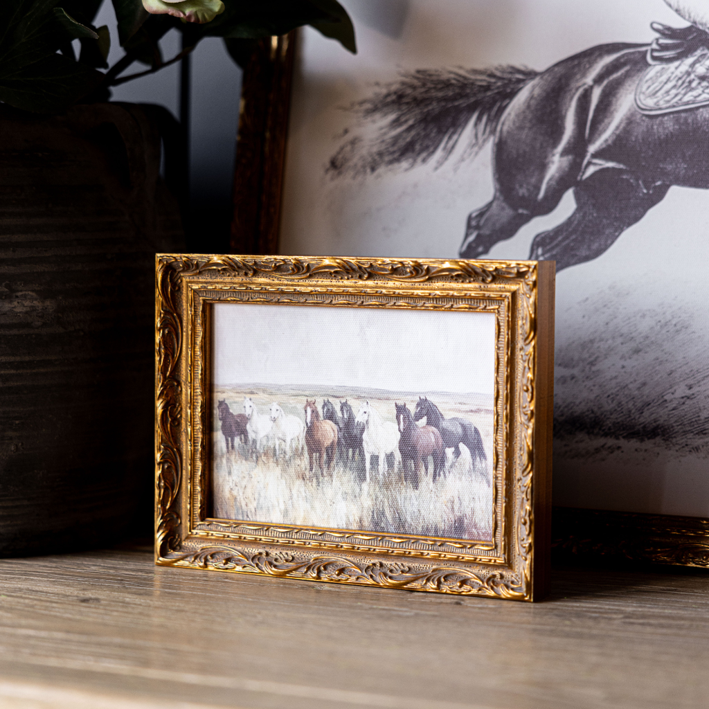 Antique Floral Vase | French Brass Inspired Gold Mould Frame