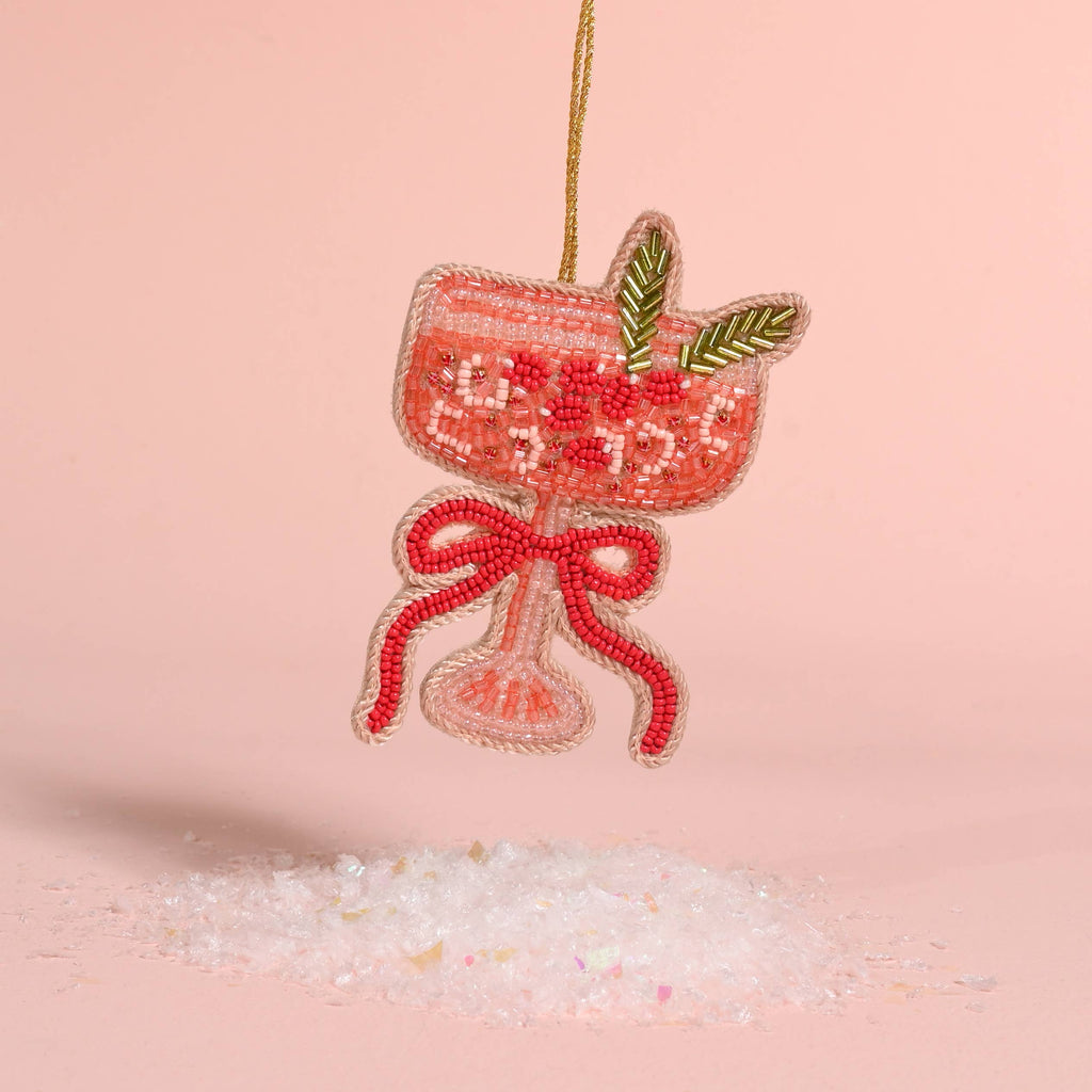 Handcrafted Beaded Ornament-Cranberry Cosmo