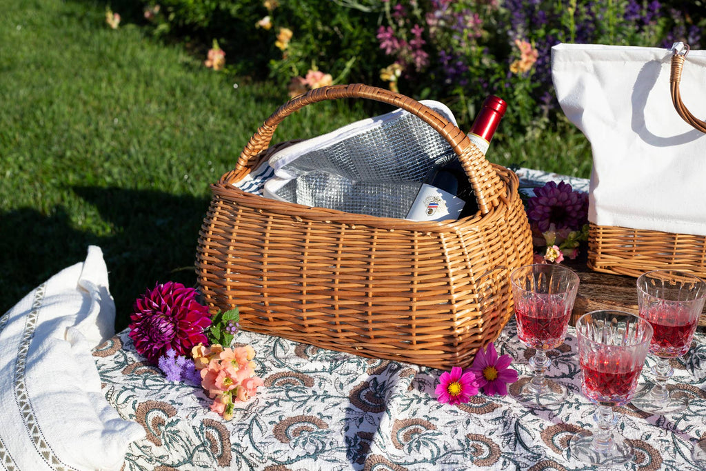 RECTANGULAR WILLOW PICNIC  BASKET- COOLER LINING
