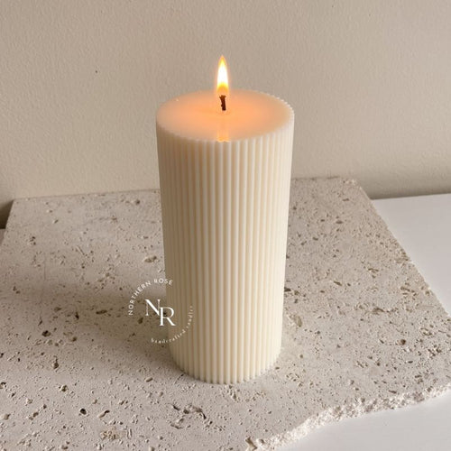 Amelia Pinstripe Pillar Candle image 1